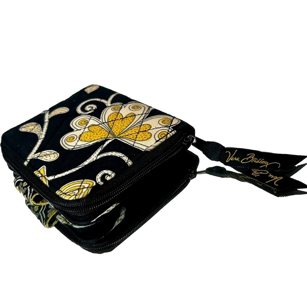 Vera Bradley bifold Zipper wallet Coin Purse Yellow Bird Floral pattern
